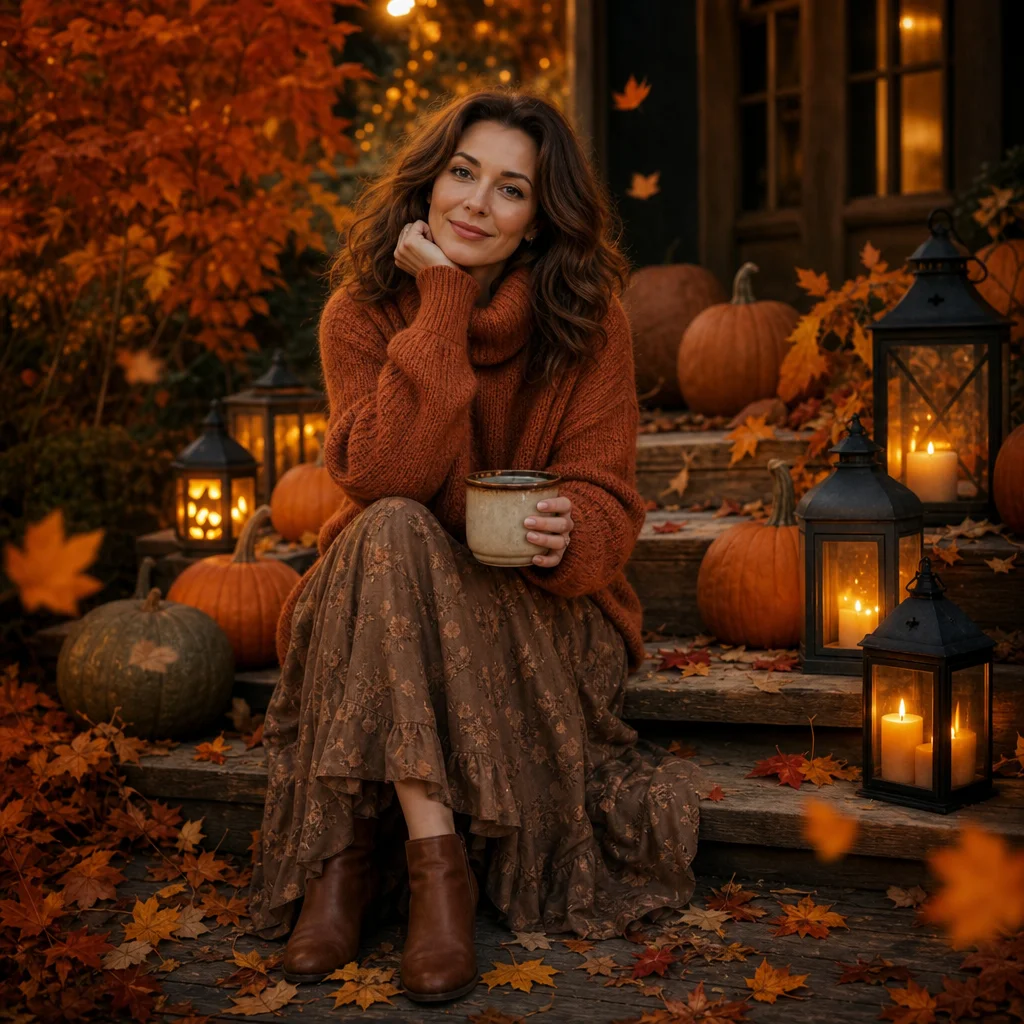 Warm pumpkin portrait filter concept
