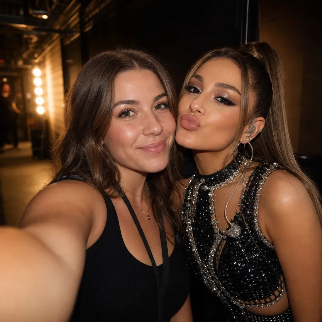 Concert backstage selfie concept