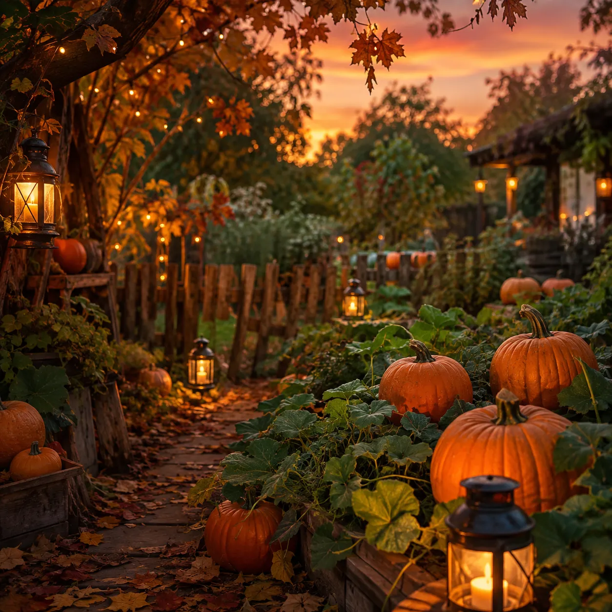 Cozy pumpkin garden video concept