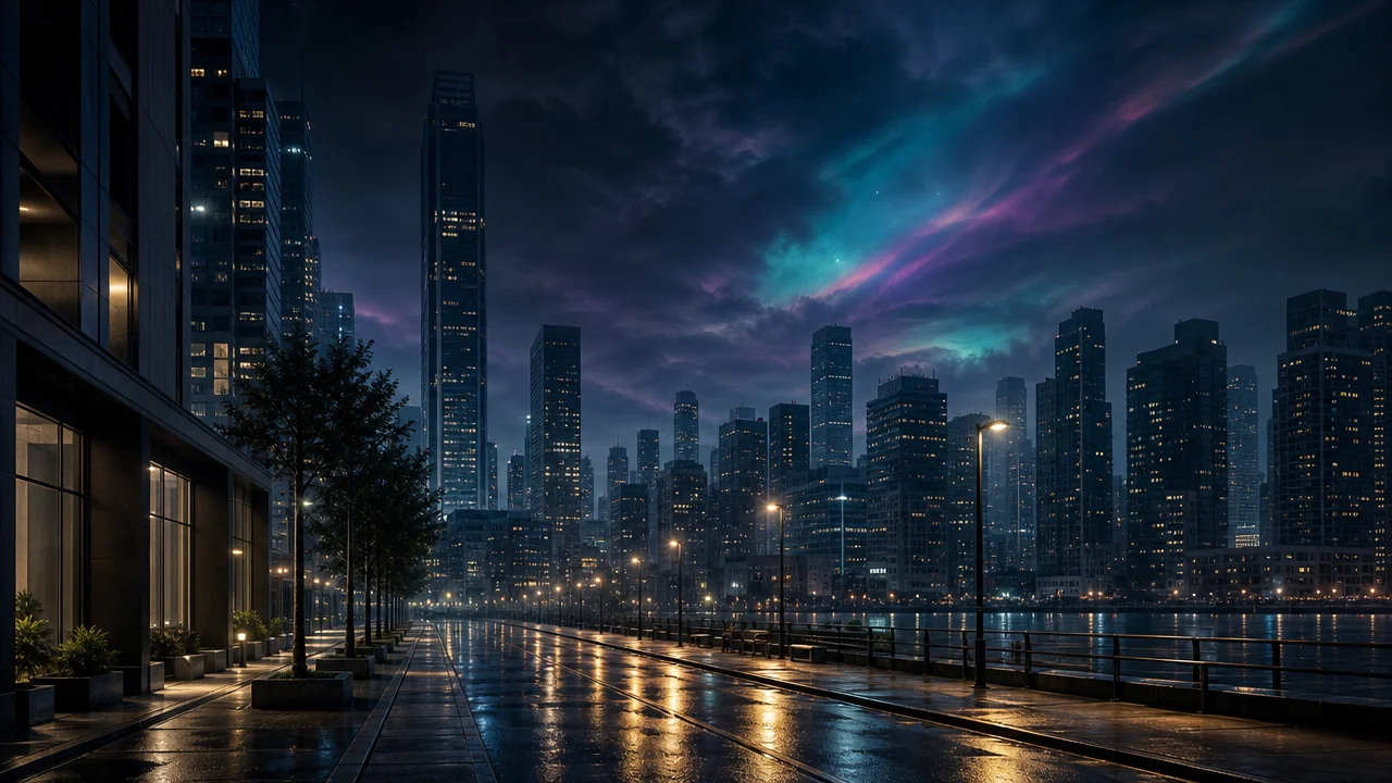 Calm night-city visual concept for original ambient music