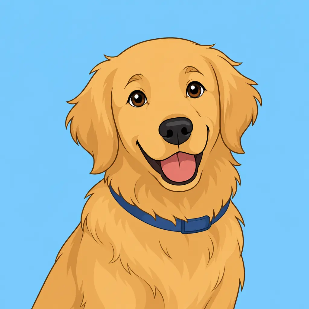 Original clean-line cartoon concept of an authorized pet portrait