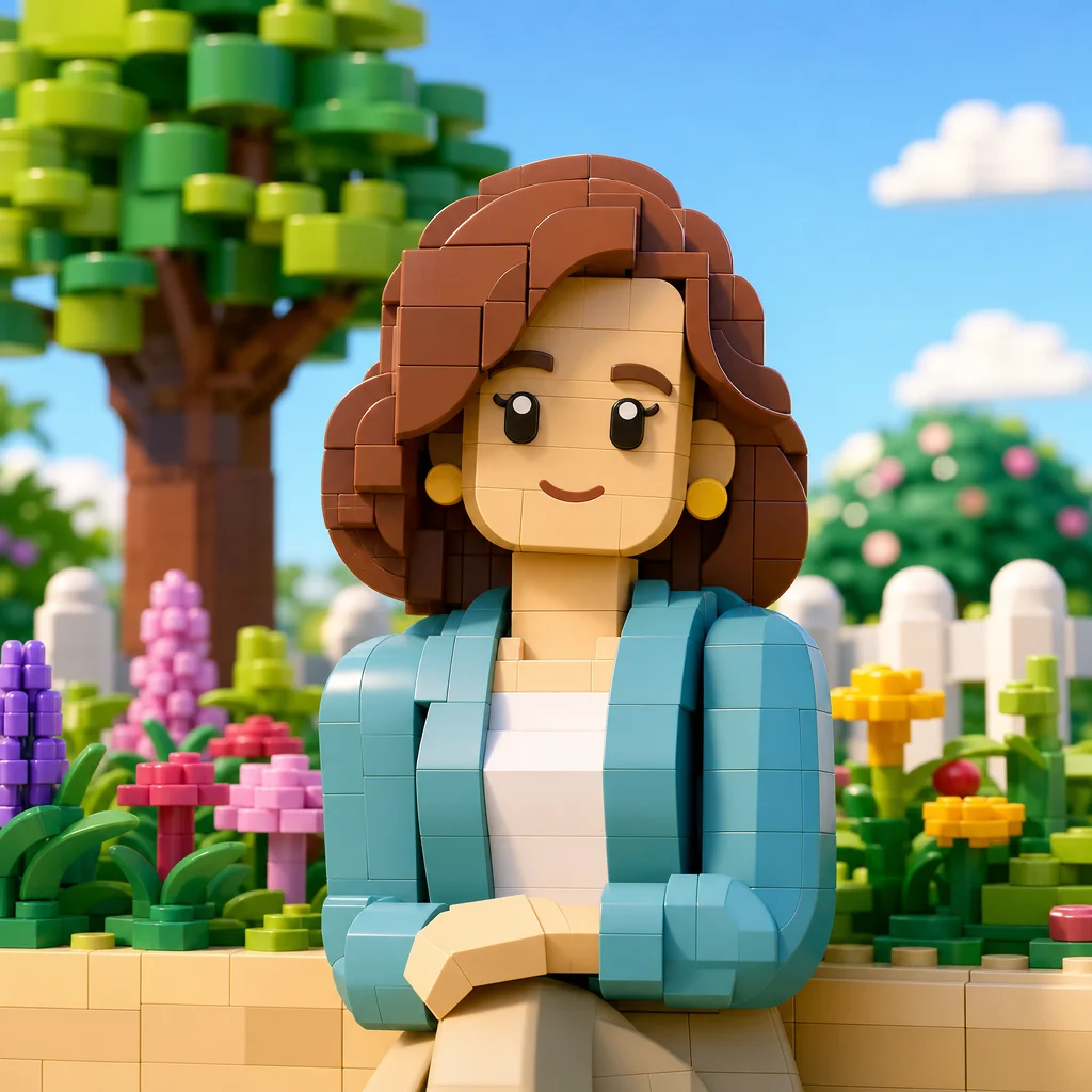 Garden brick-toy portrait concept