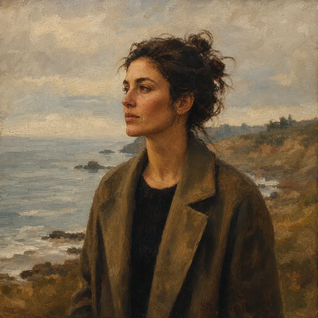 Original oil-painting-style concept of an authorized coastal portrait