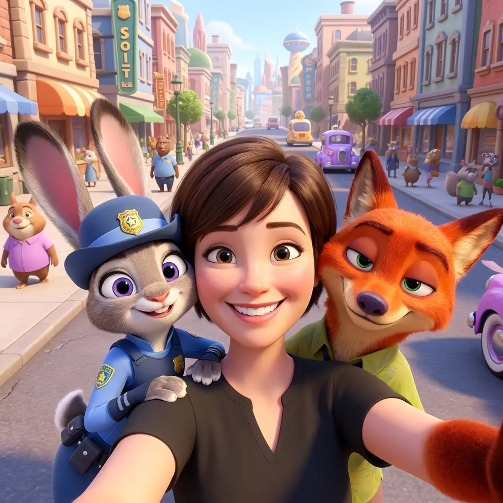 Selfie with Judy and Nick concept